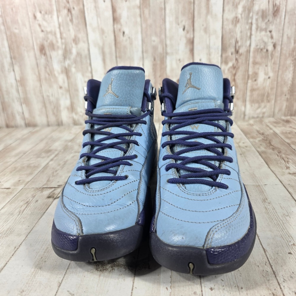 Jordan 12 Retro BG Blue Cap Dark Purple Silver 510815-418 Kids Size 6Y Sneaker - Picture 2 of 8